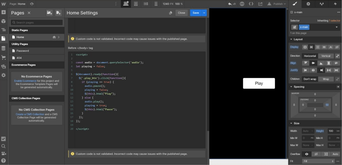 Play / Pause Audio Toggle in Webflow