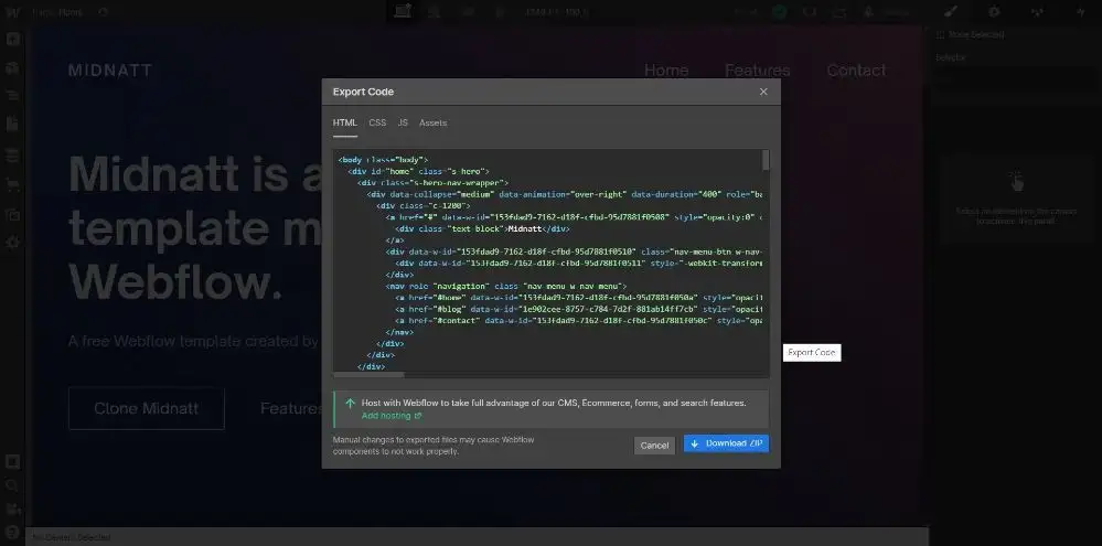 Downloading zip in Webflow