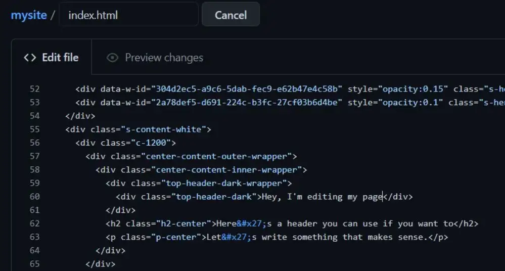 Editing code on Github