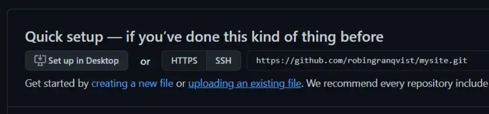 Setting up Github repository